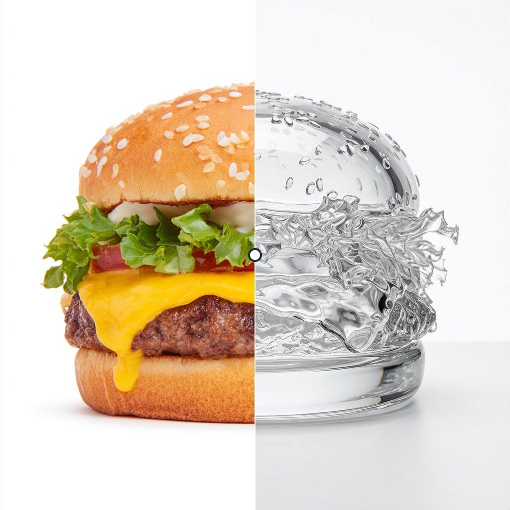 Cheeseburger → Transparent Glass Burger