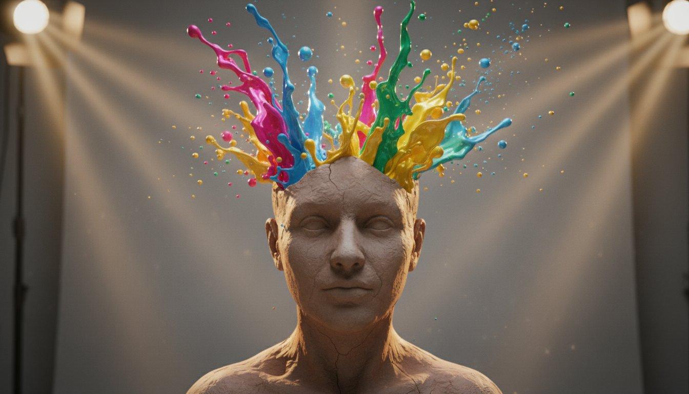 Exploding Paint Head Silhouette
